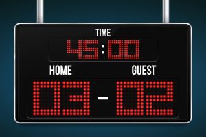 Football digital scoreboard with time and result display. Sport template for your design. Vector illustration. Football digital scoreboard with time and result display. Sport template for your design. Vector illustration.
